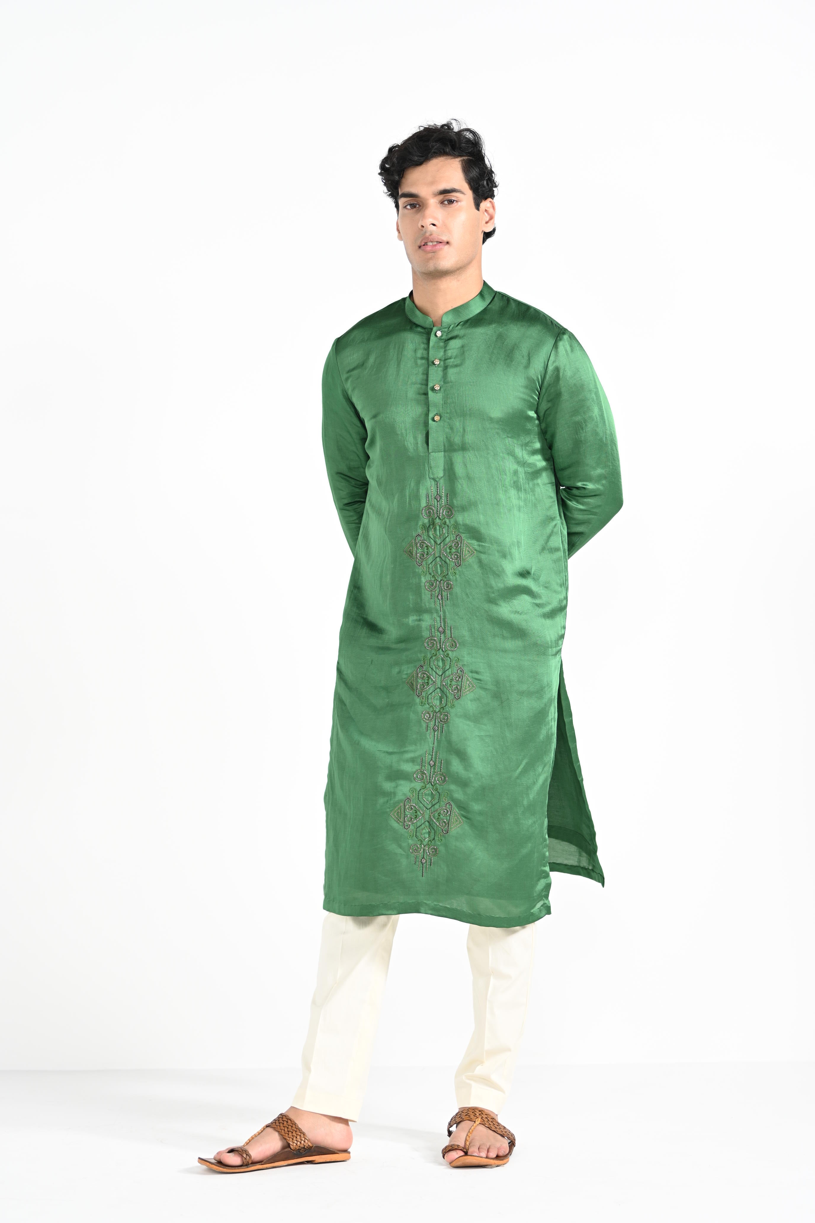 Forest Green Work Kurta Set