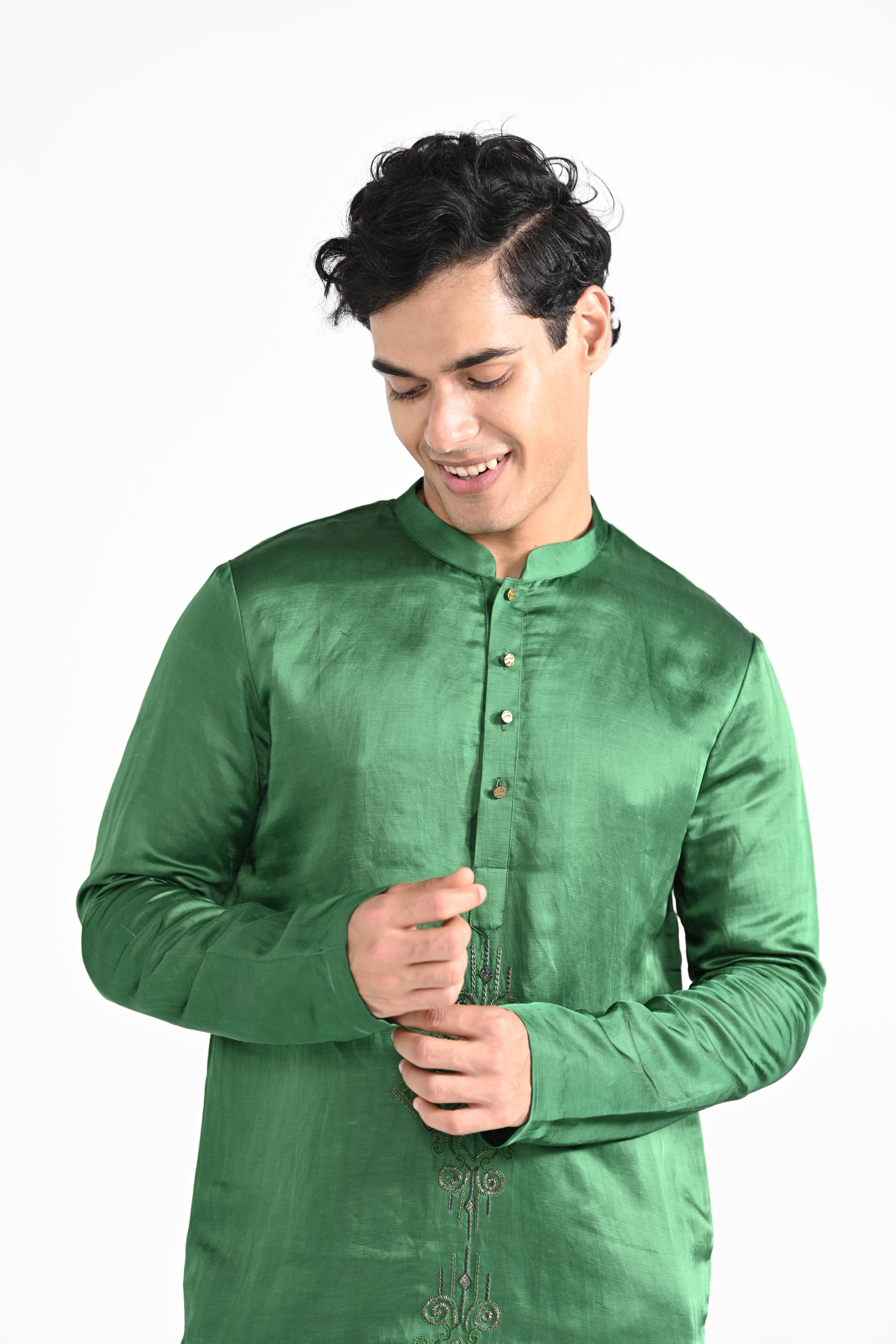 Forest Green Work Kurta Set