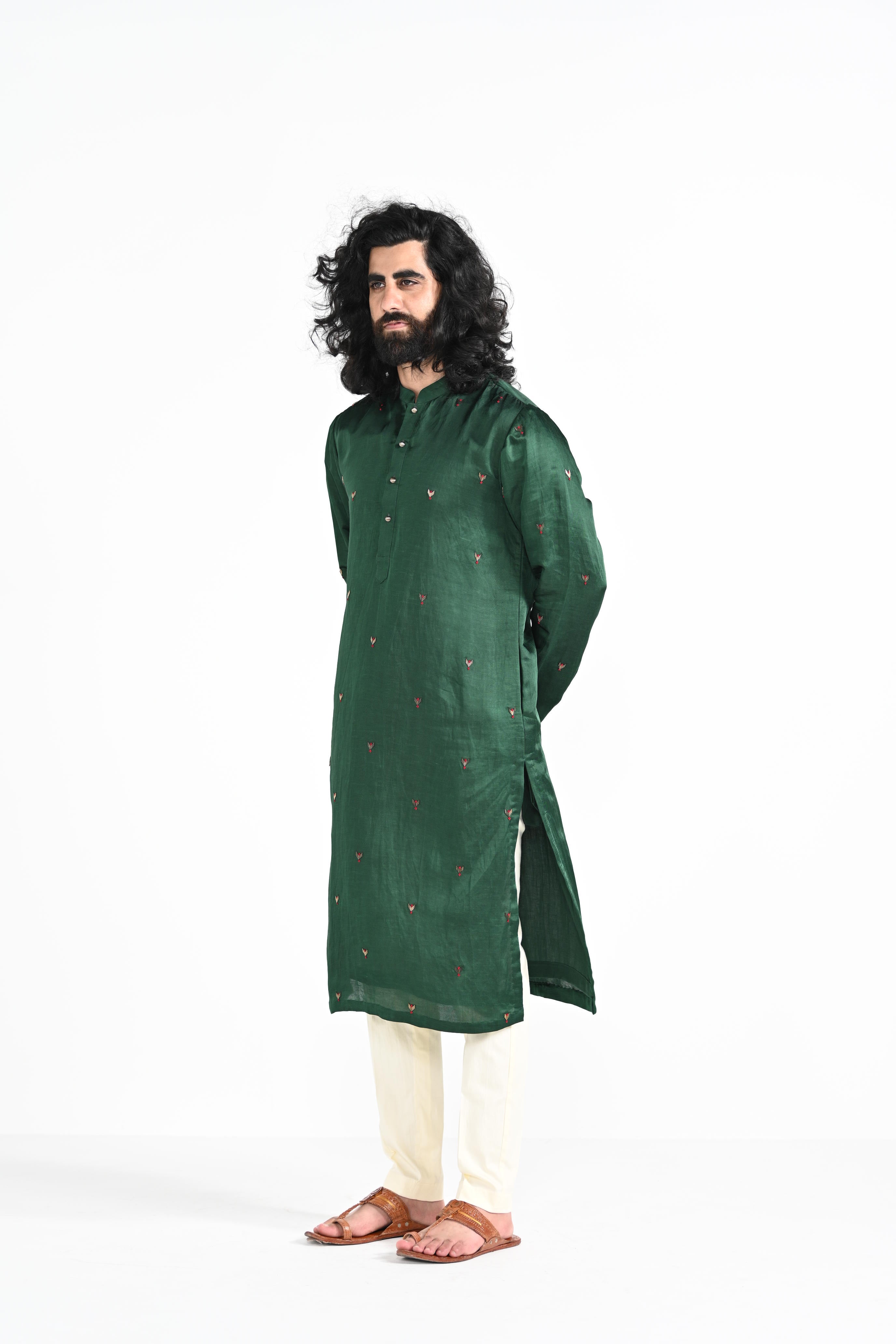 Sacramento Green Work Kurta Set