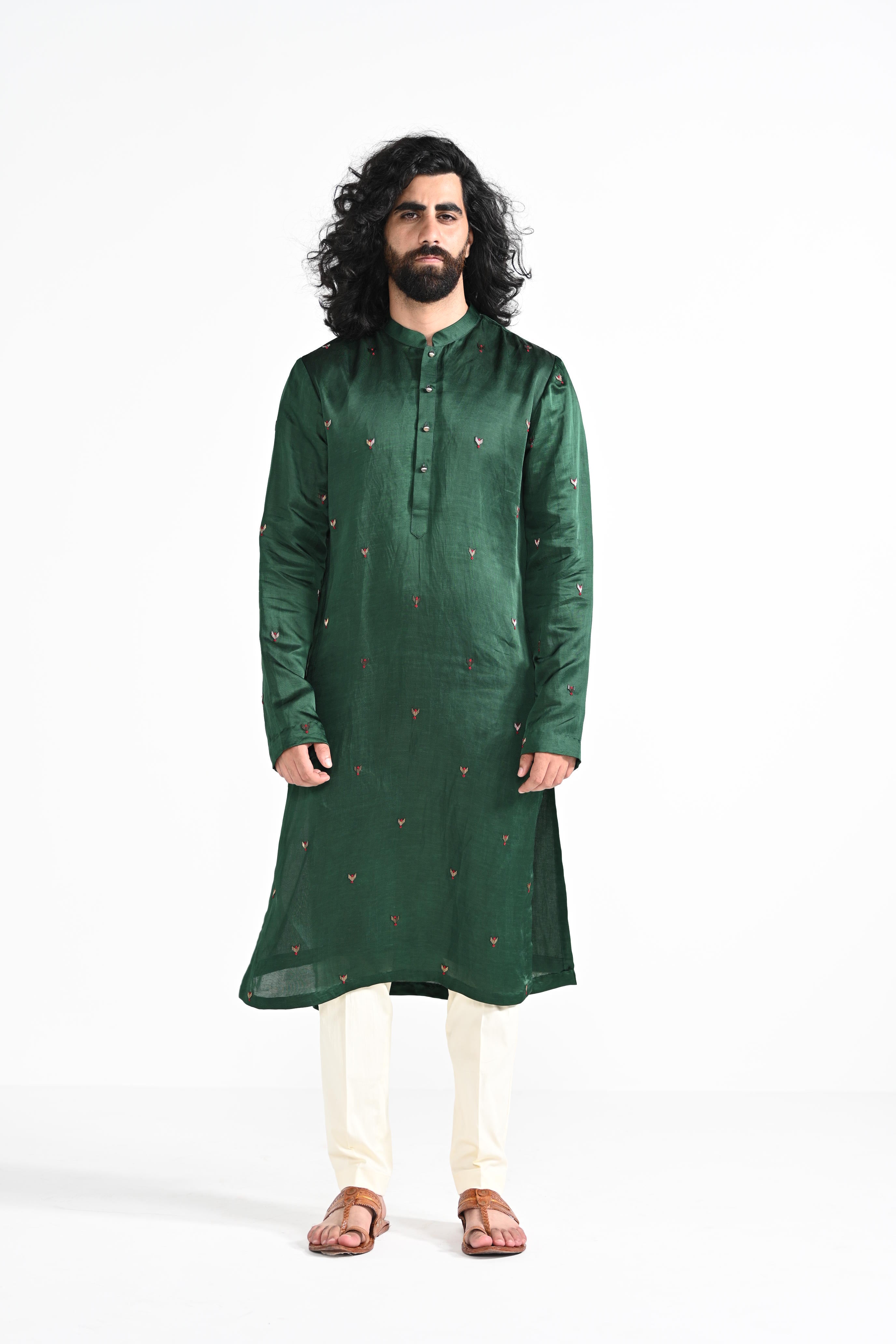 Sacramento Green Work Kurta Set