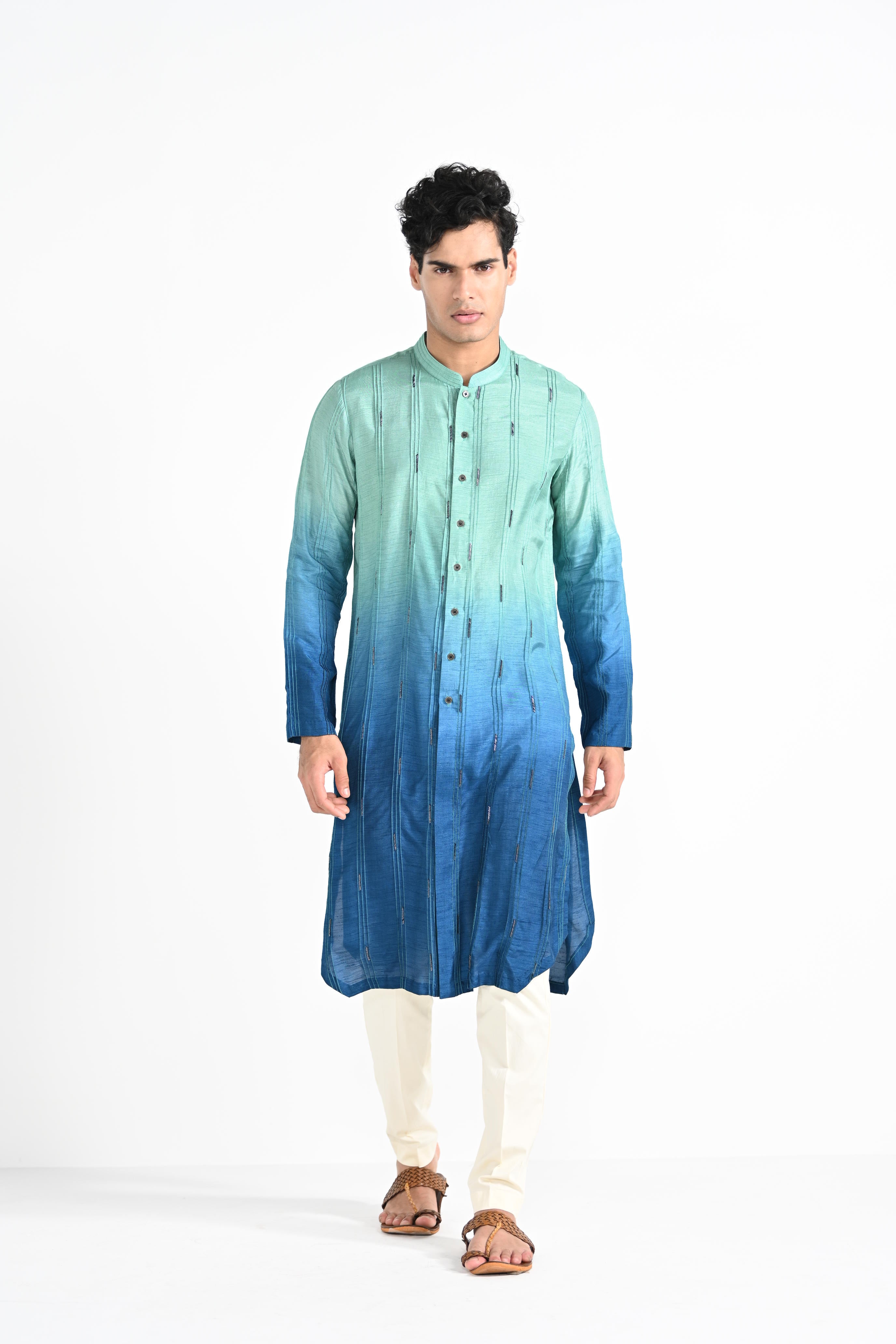 Ocean Ombre Work Kurta Set