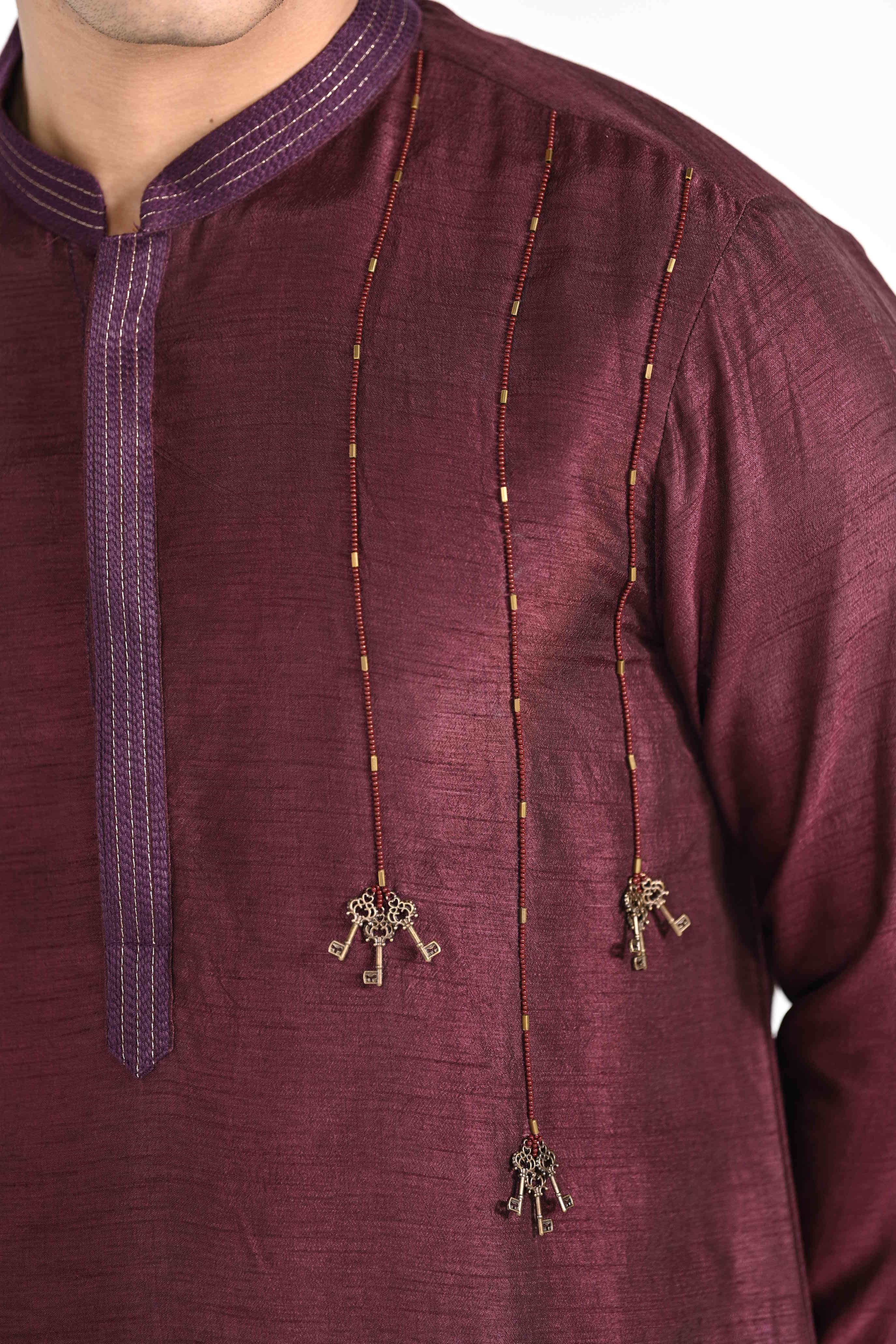 Magenta Purple Work Kurta Set