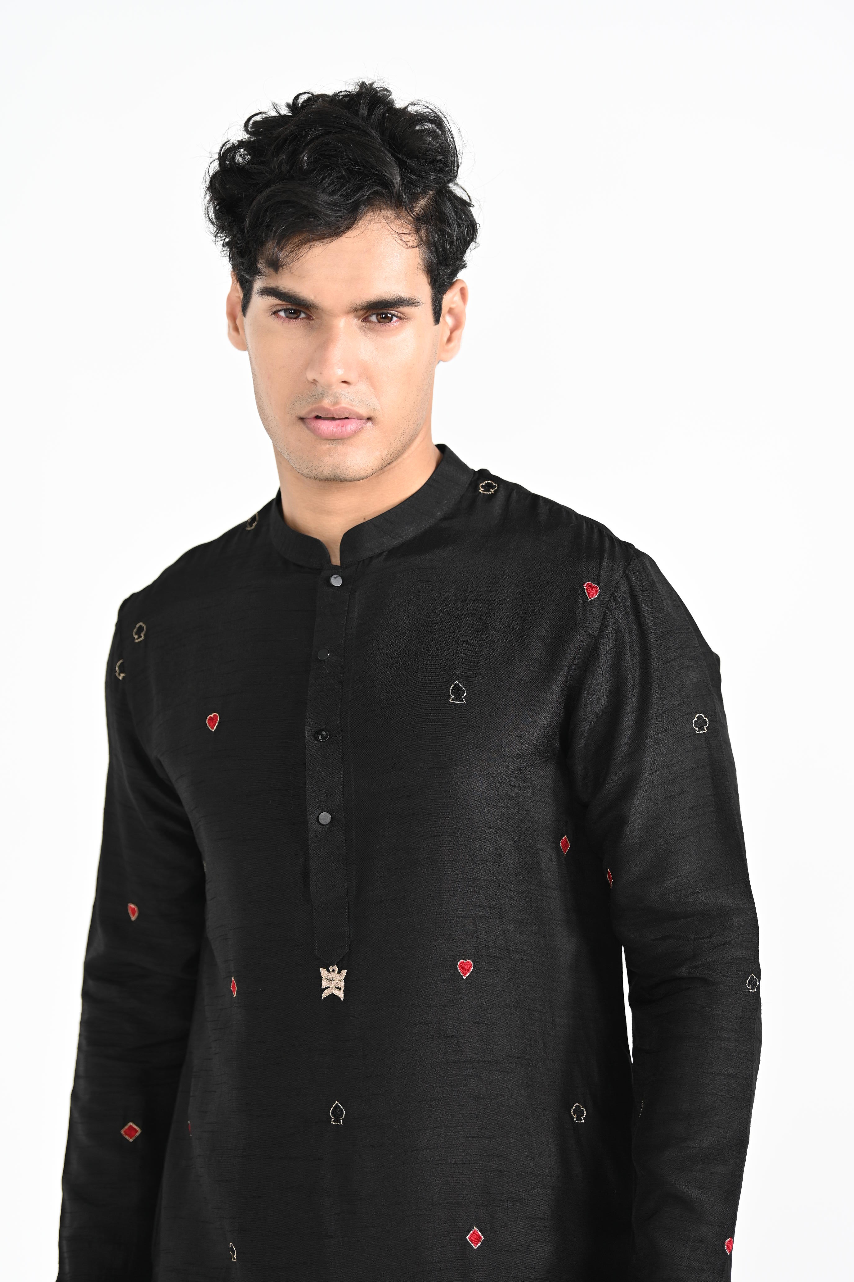 Black Poker 2 Work Kurta Set