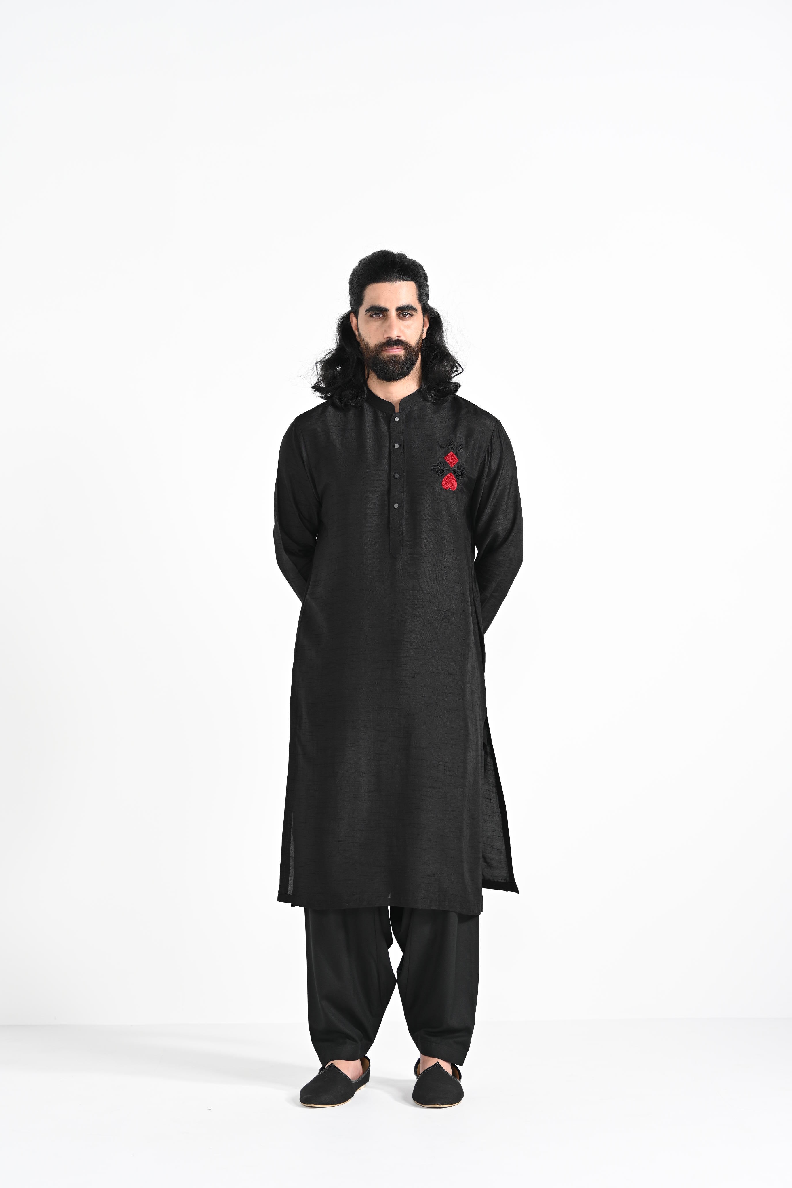 Black Poker 3 Work Kurta Set