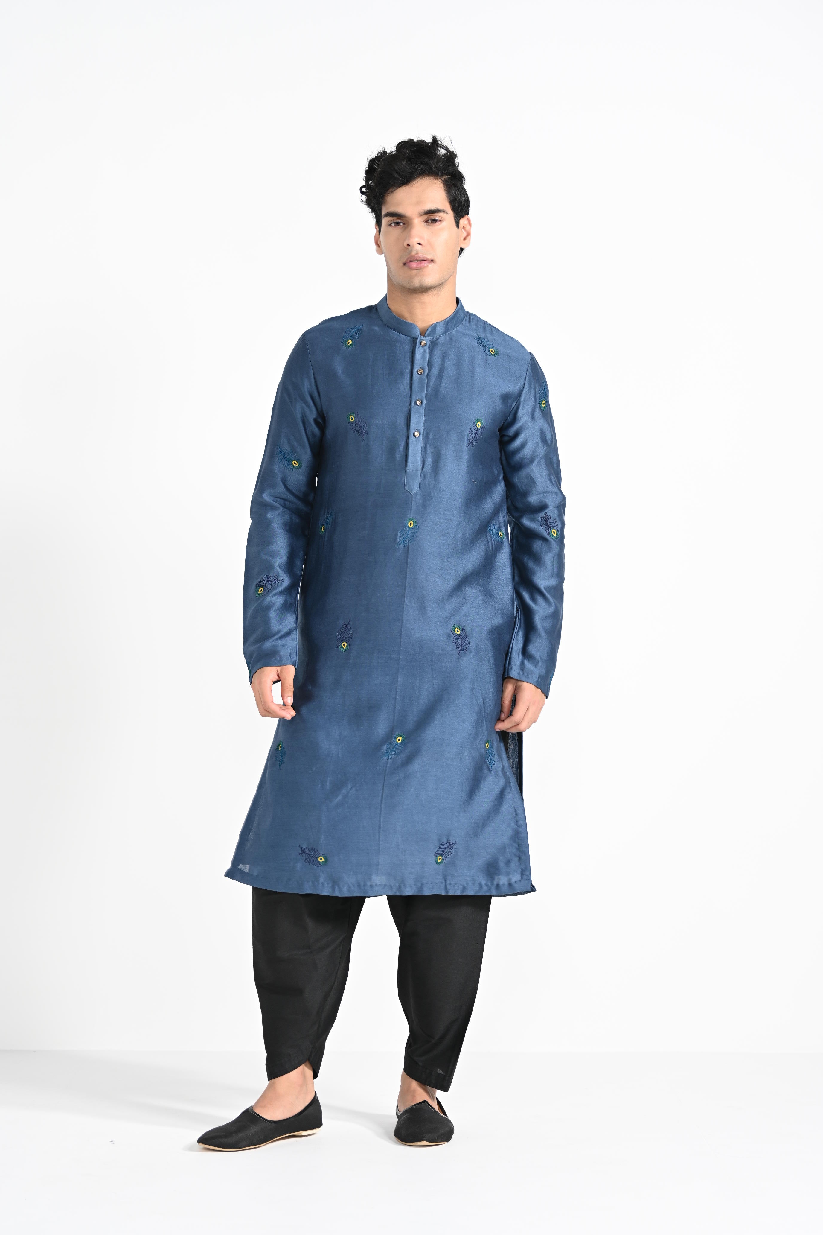 Marlin Blue Work Kurta Set