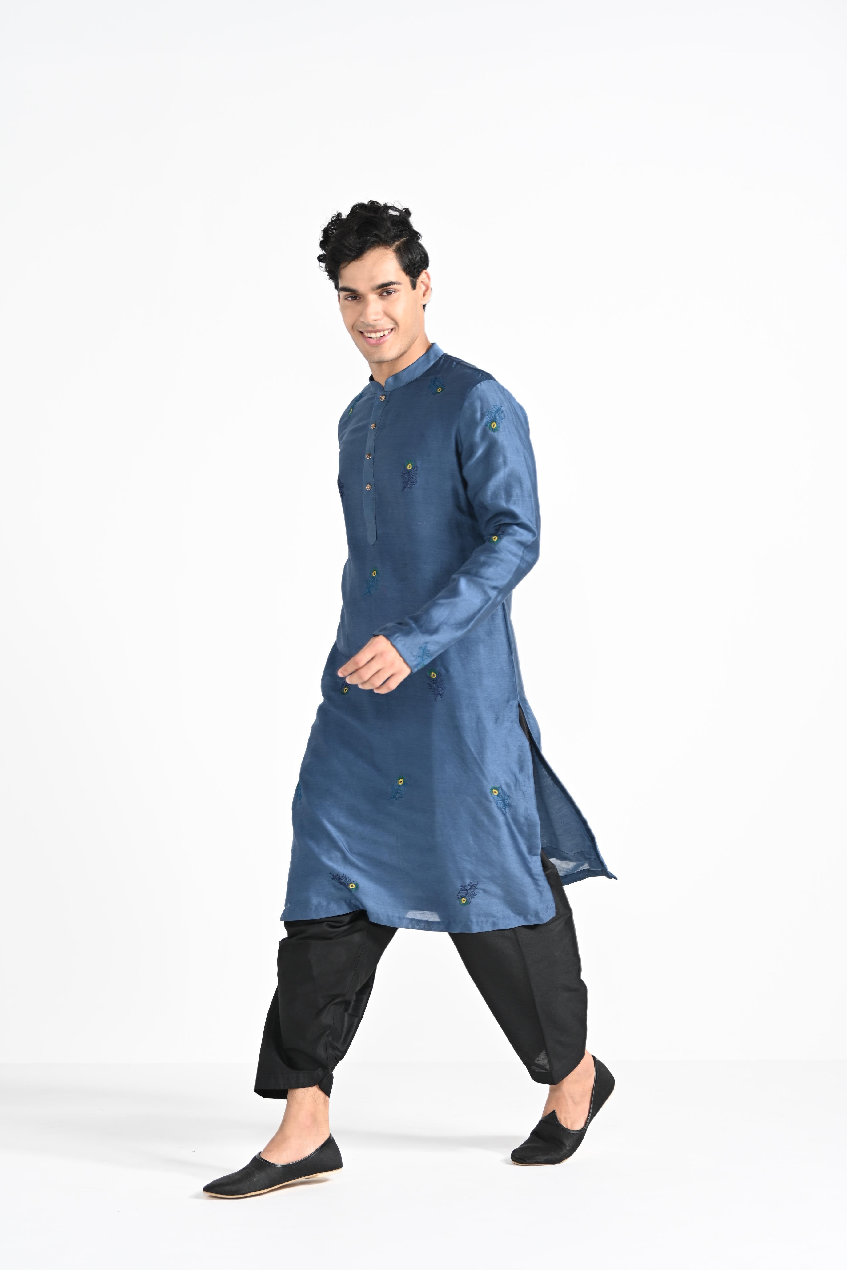 Marlin Blue Work Kurta Set