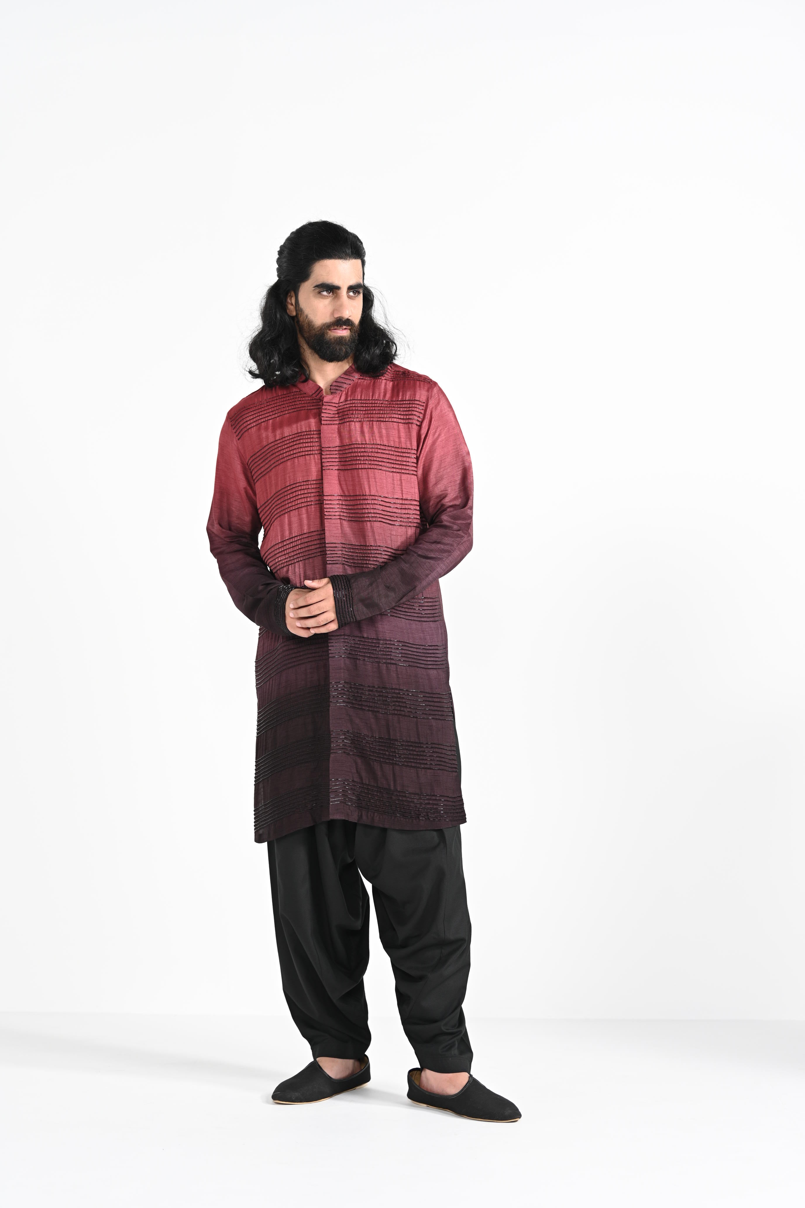 Redwine Ombre Kurta Set