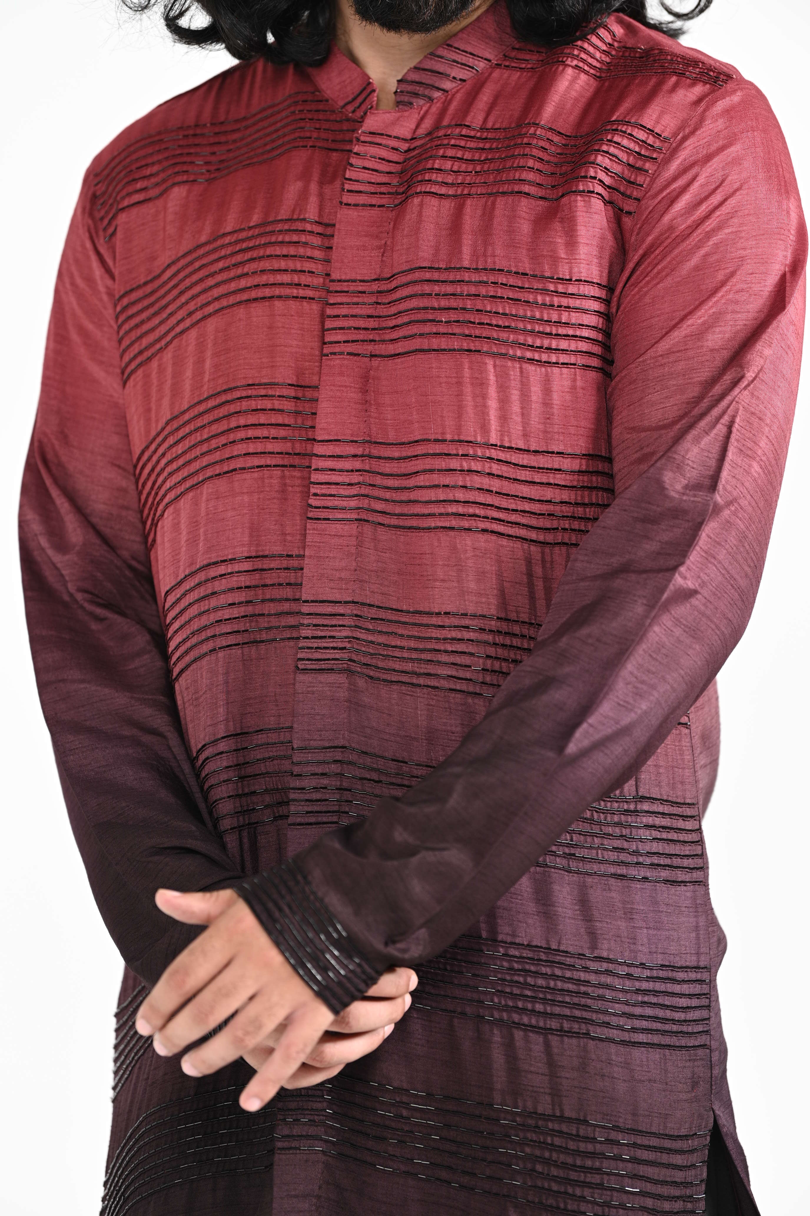 Redwine Ombre Kurta Set