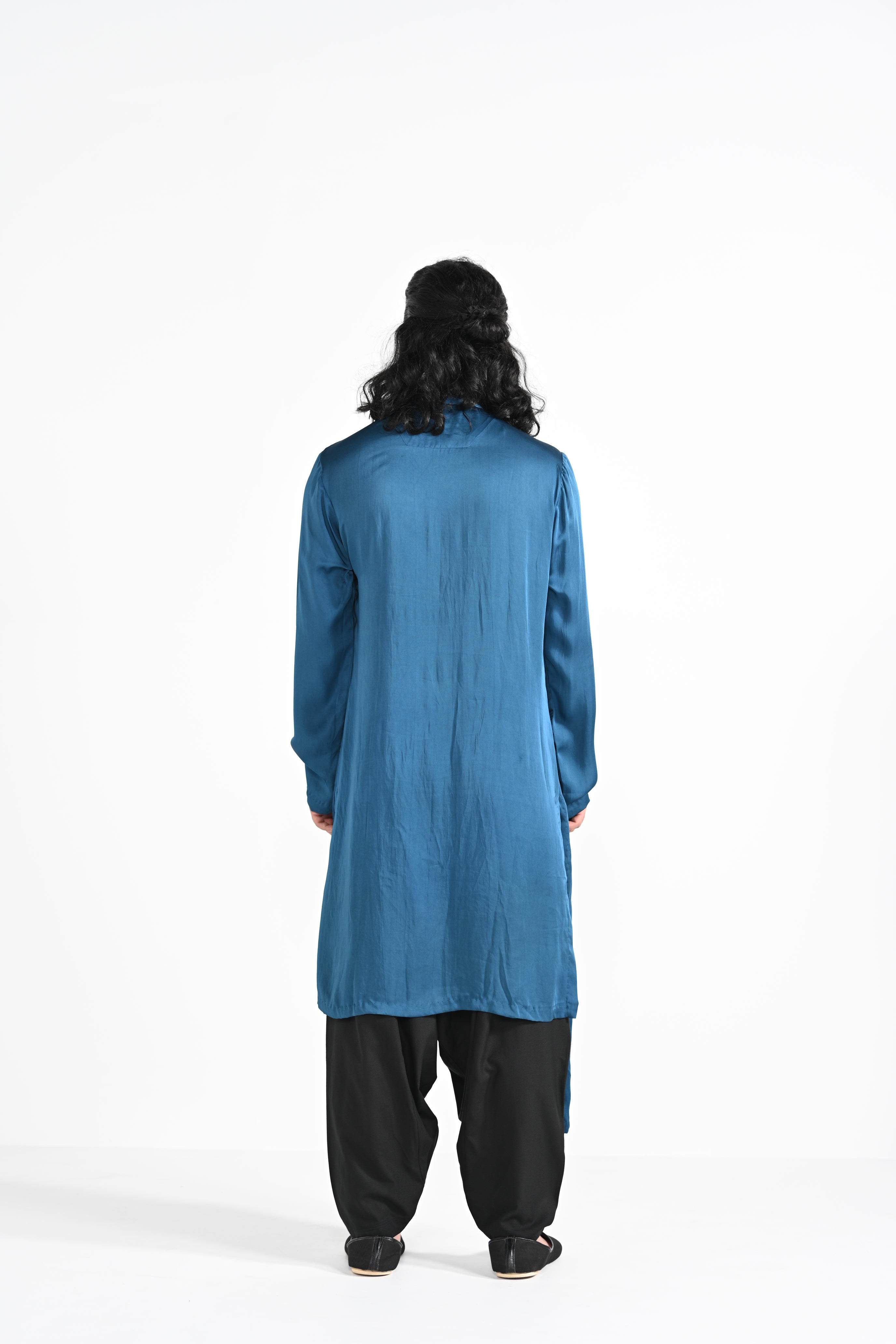 Denim Blue Work Kurta Set