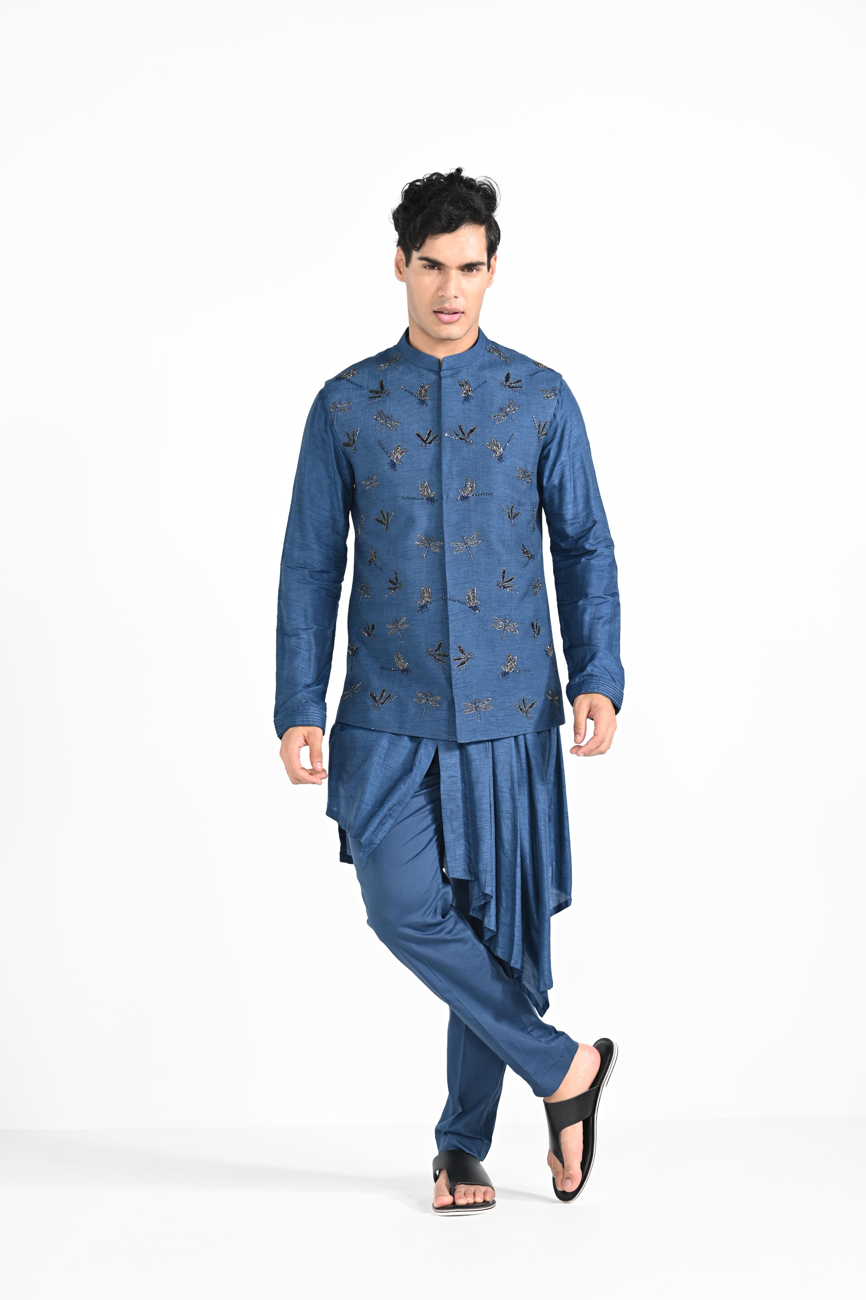 Dragonfly Flutter Nehru With Pleated Kurta