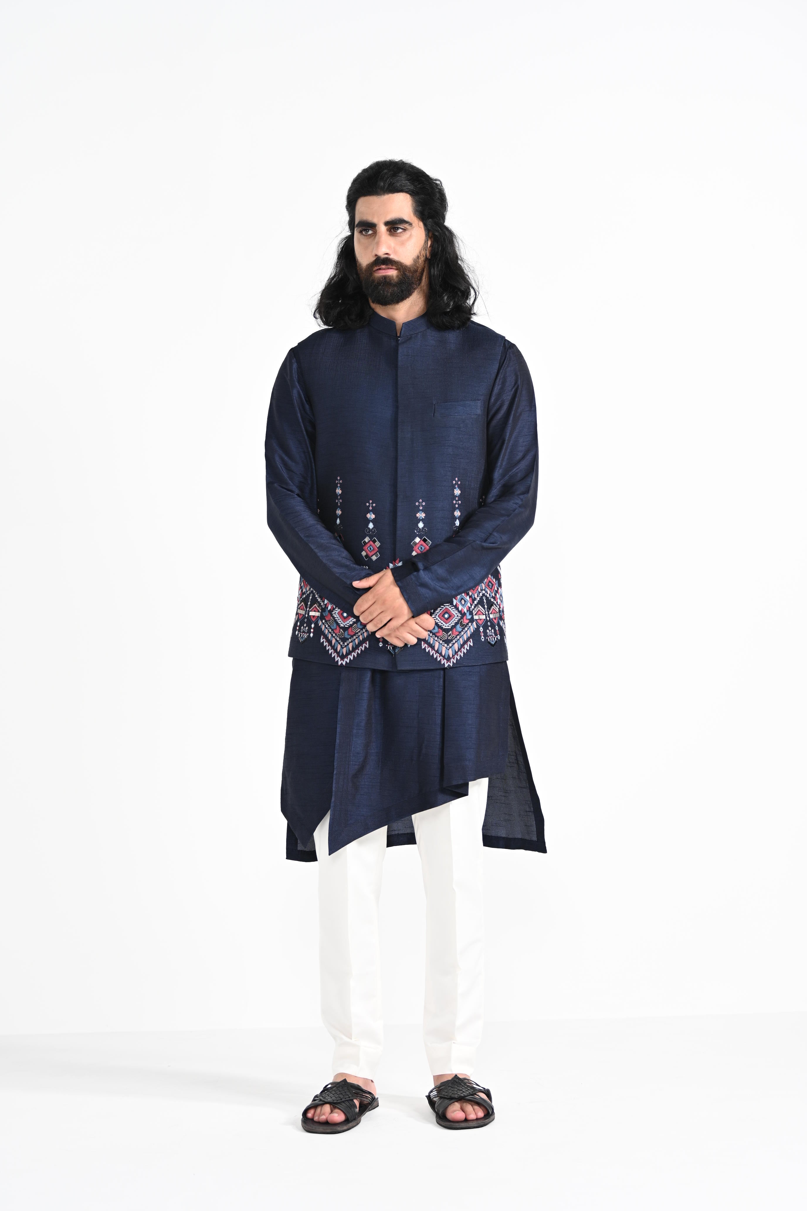 Nehru With Overlapping Layered Kurta Set