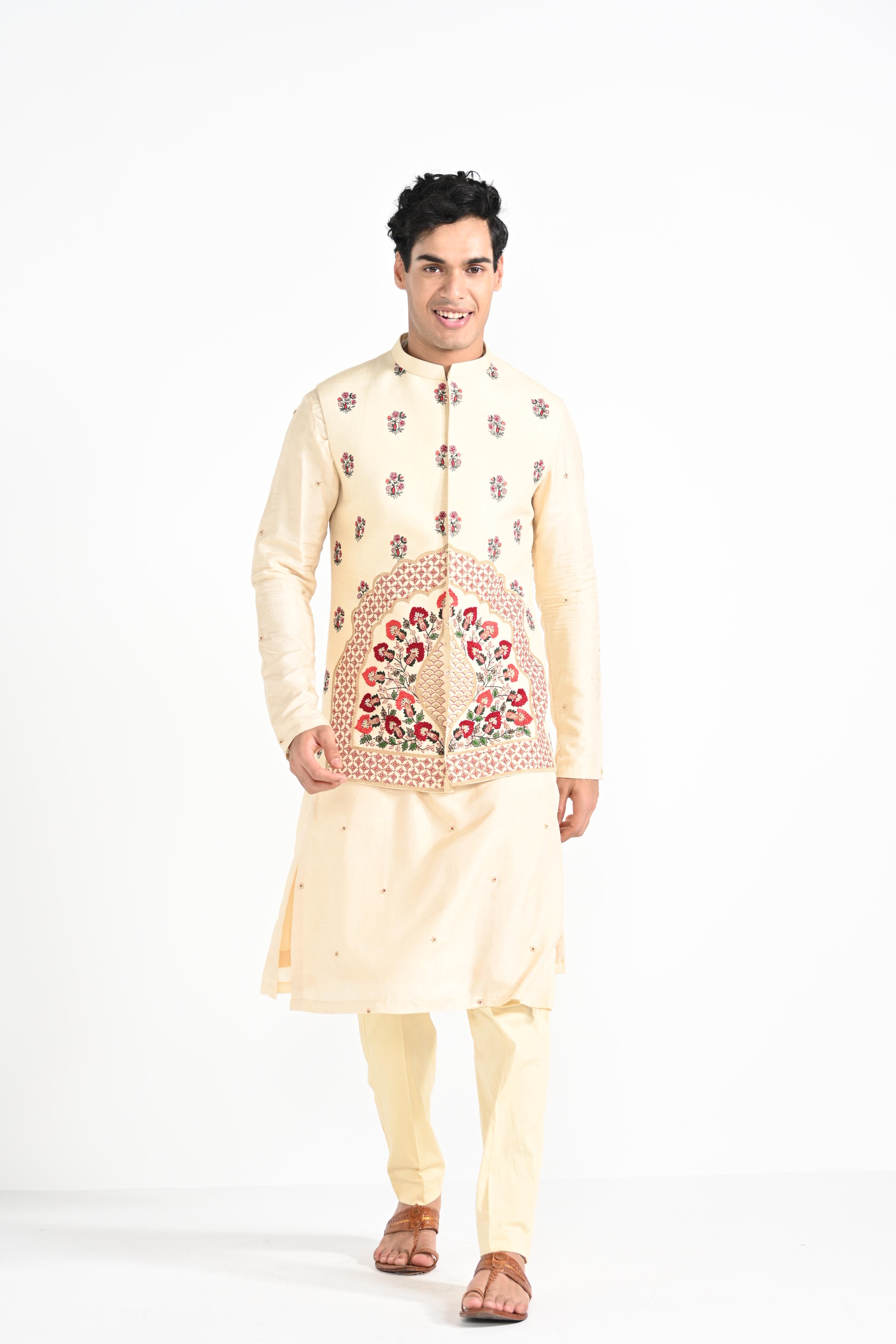 Rajasthani Floral Nehru With Butta Kurta Set