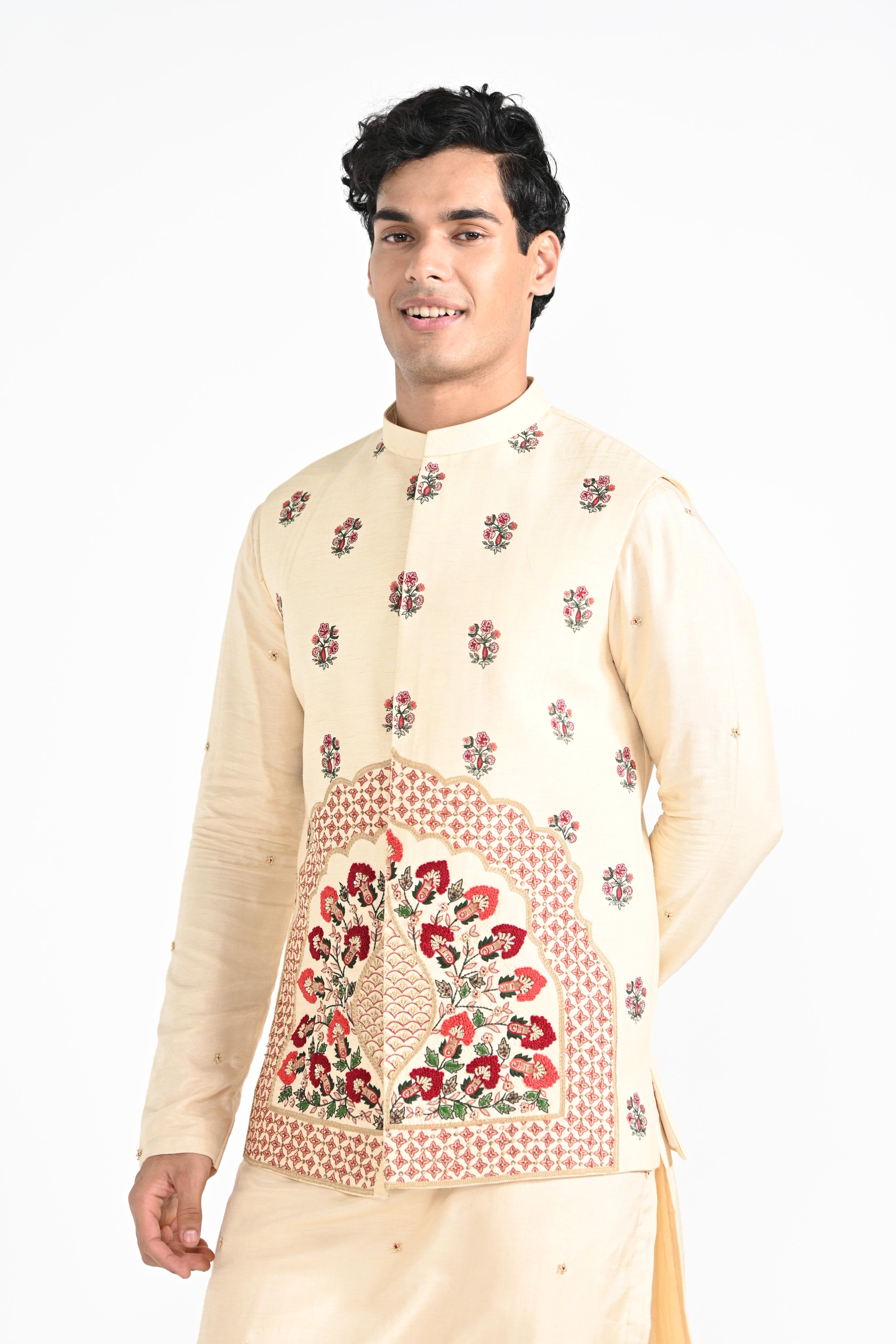 Rajasthani Floral Nehru With Butta Kurta Set