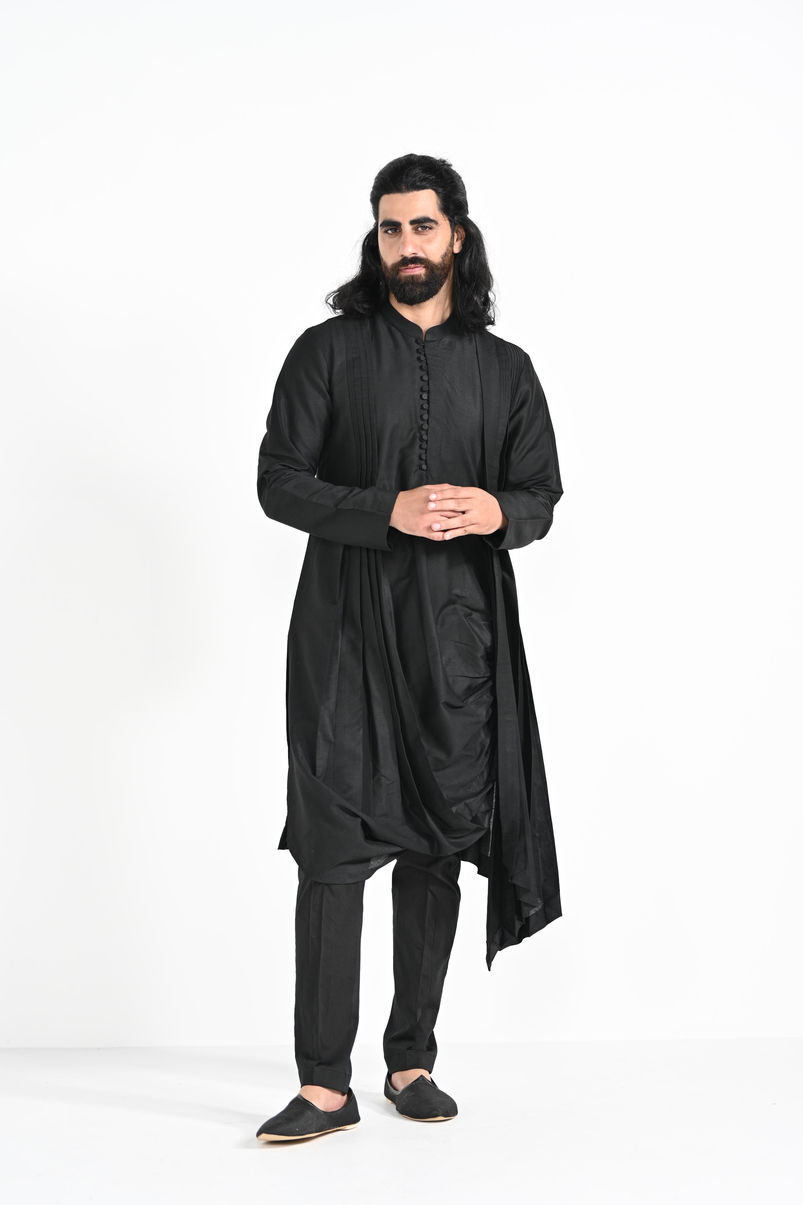 Jet Black Work Kurta Set