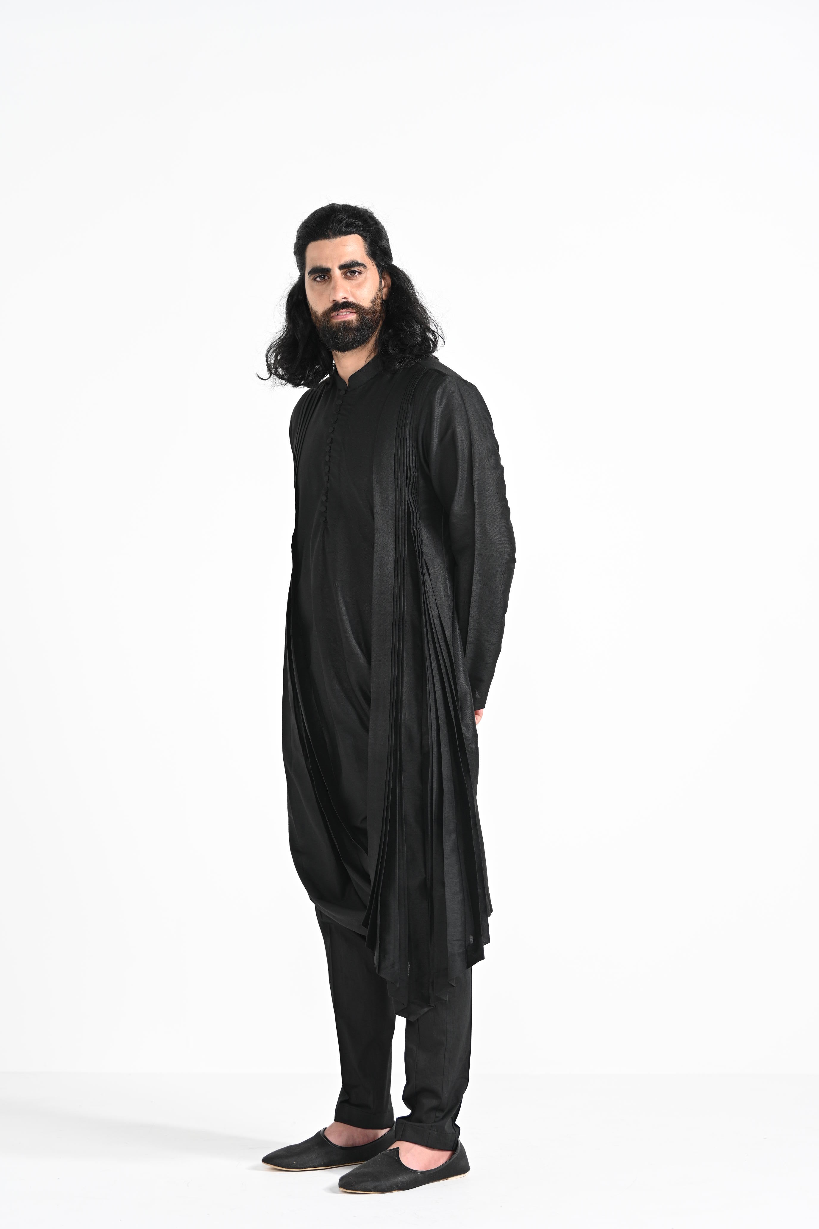 Jet Black Work Kurta Set