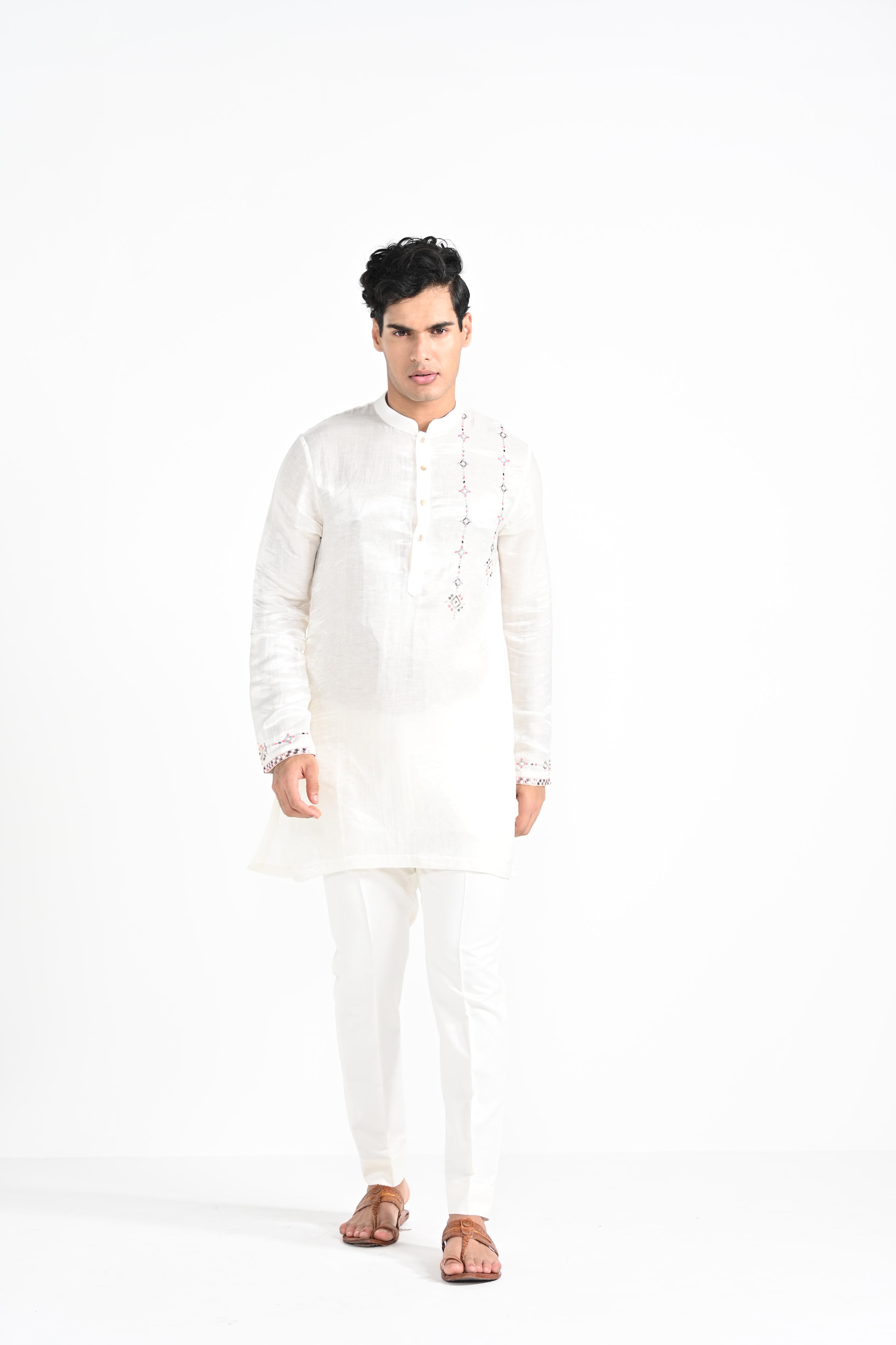 Ivory Phulkari Inspired Nehru With Kurta Set