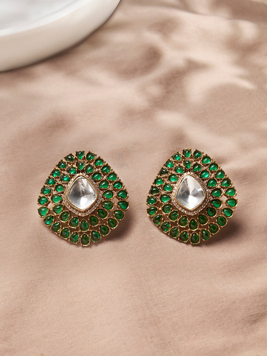 Verdant Polki Stud Earrings