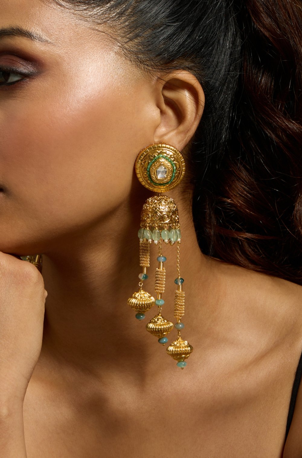 Golden Cascade Drop Earring