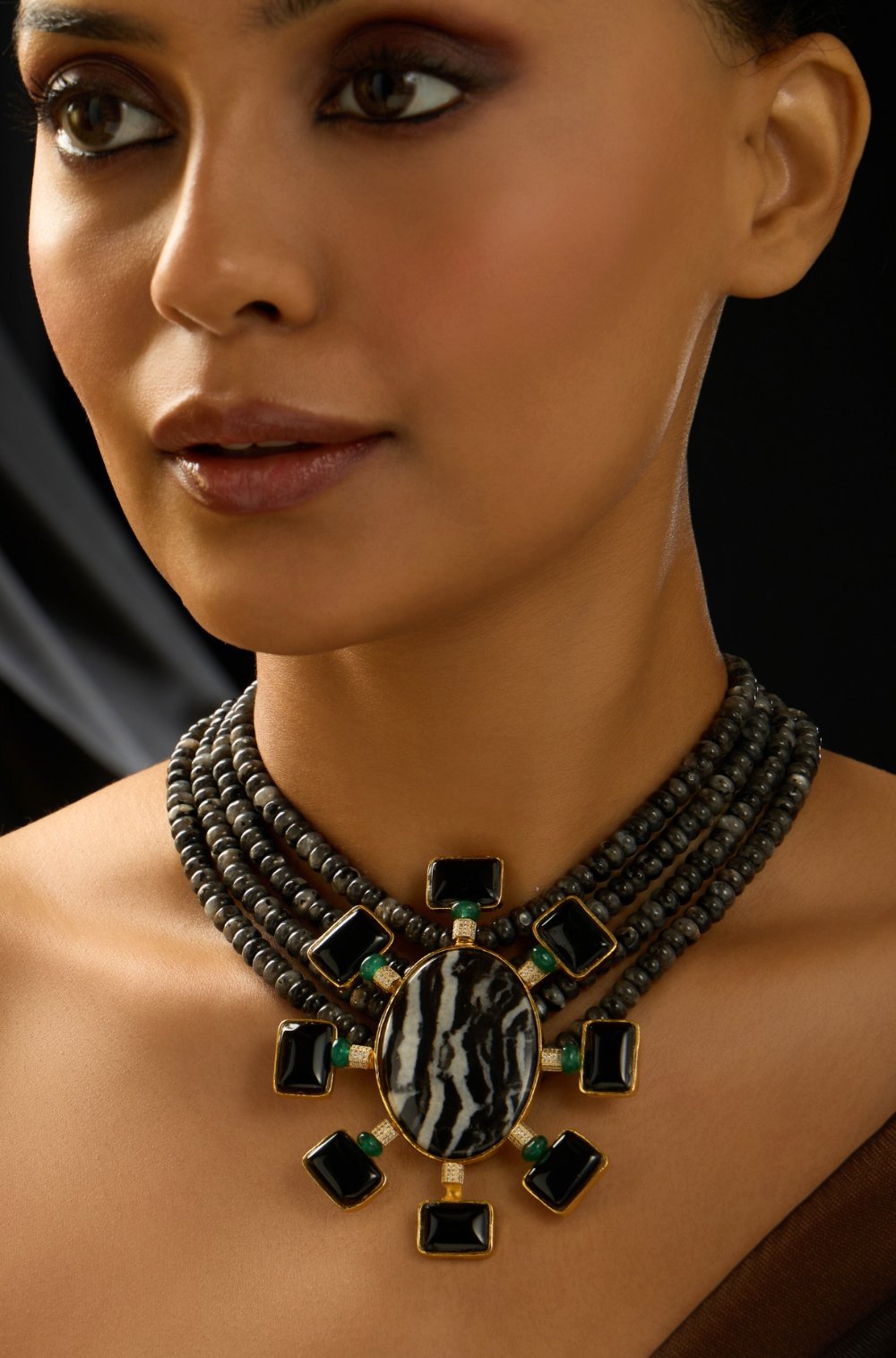 Noir Textured Statement Necklace