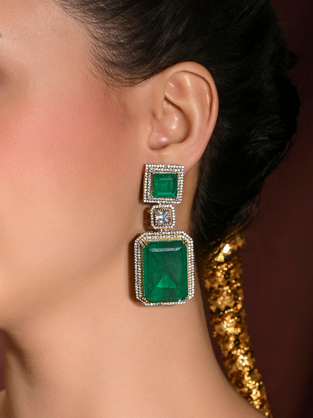 Glisterous Green Dangler Earrings