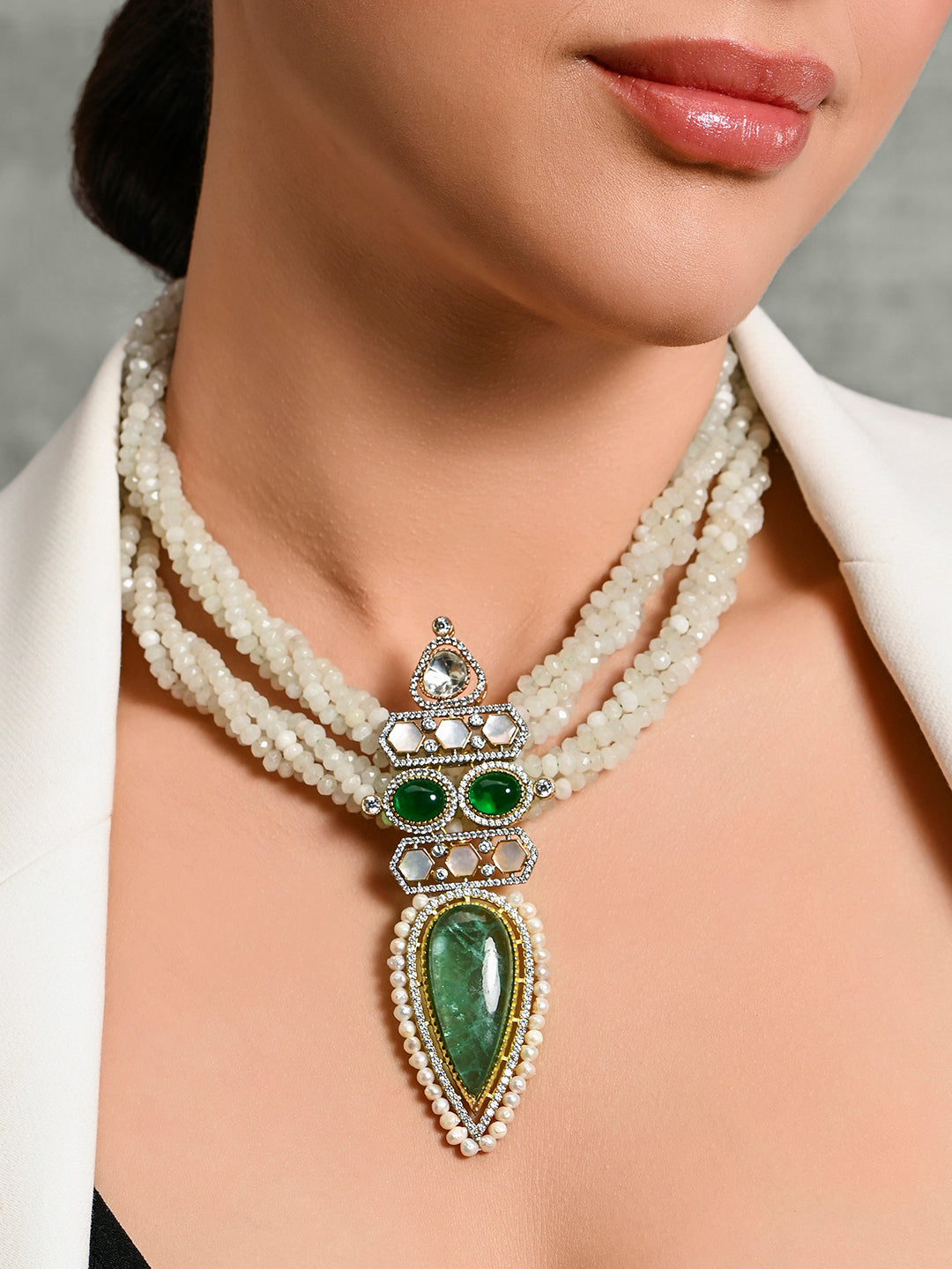 Green Grandeur Beaded Necklace