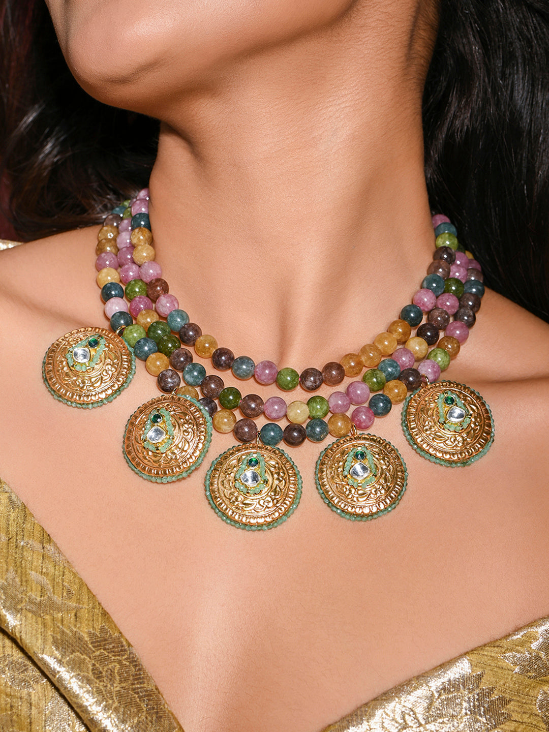 Lustrous Multi-Colour Beaded Necklace