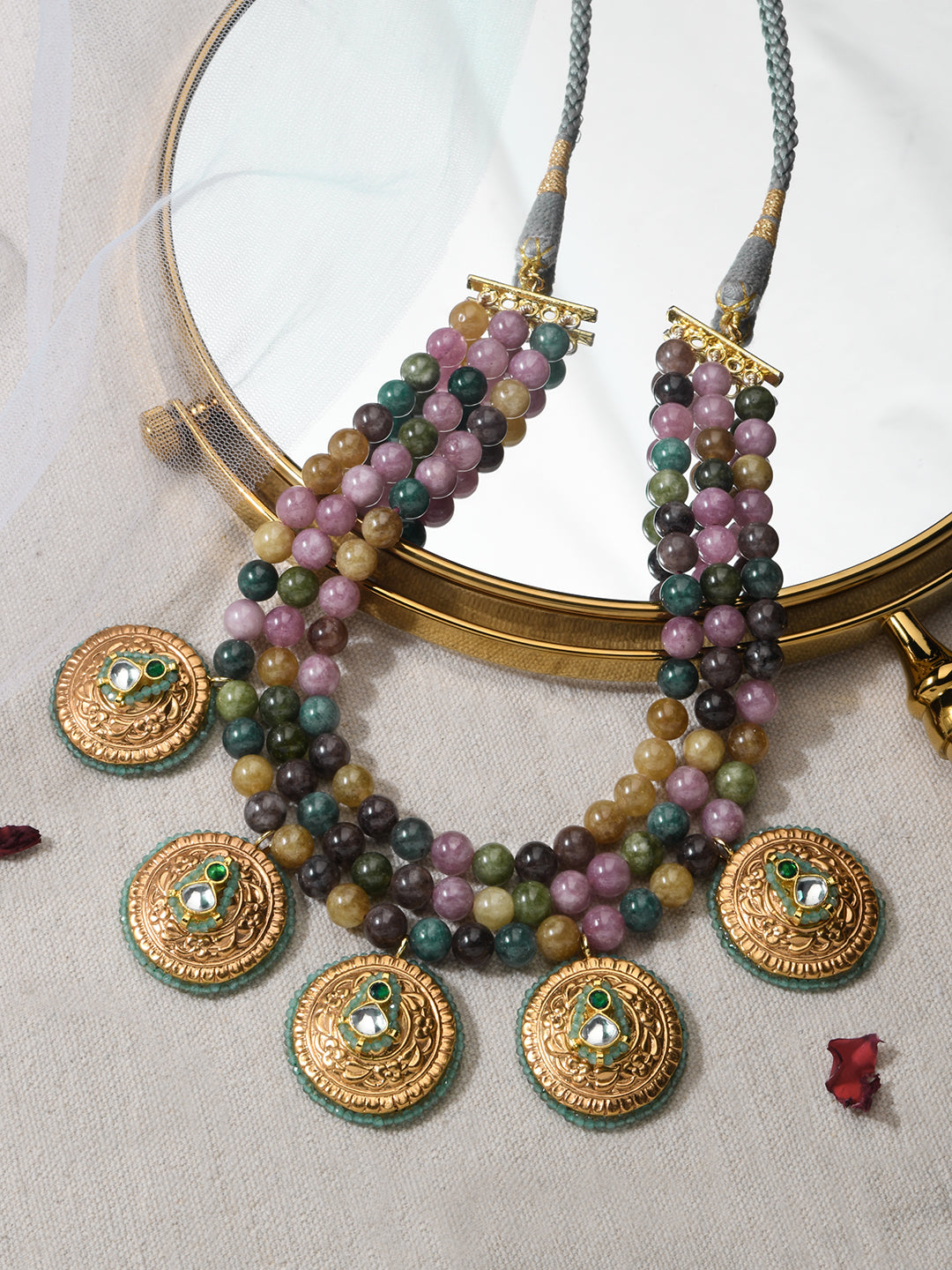 Lustrous Multi-Colour Beaded Necklace