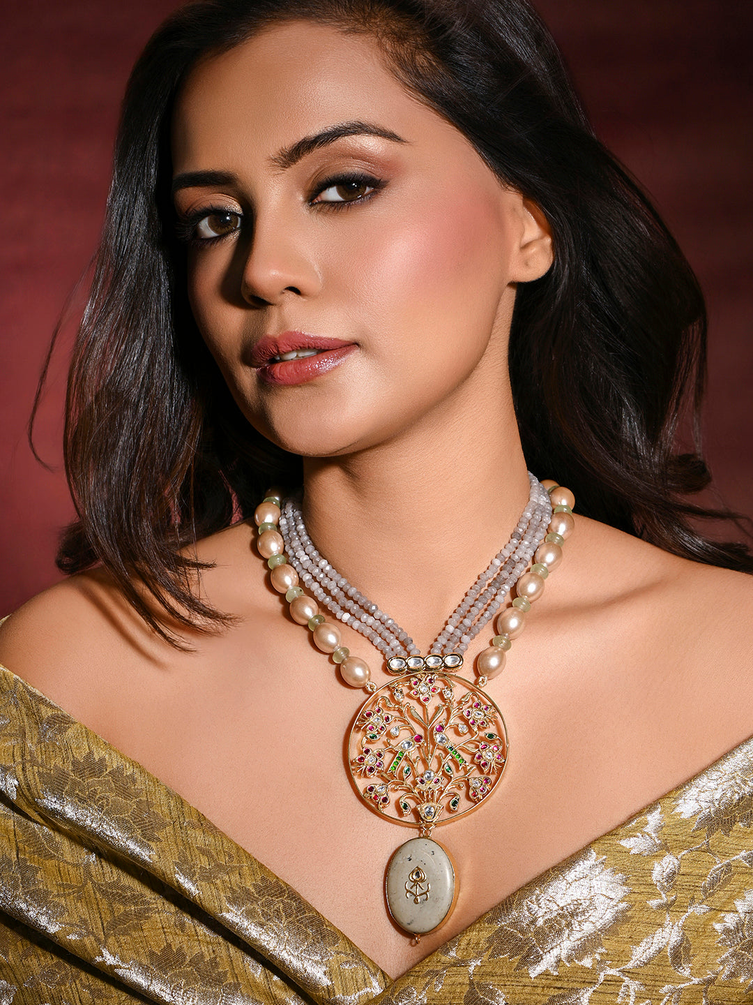 Impeccable Multi-Colour Necklace With Earrings