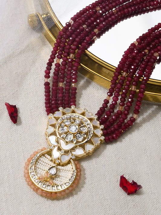 Mesmeric Red Necklace With Earrings