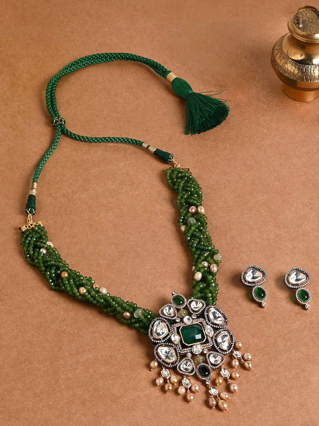 Bedecked Necklace With Earrings