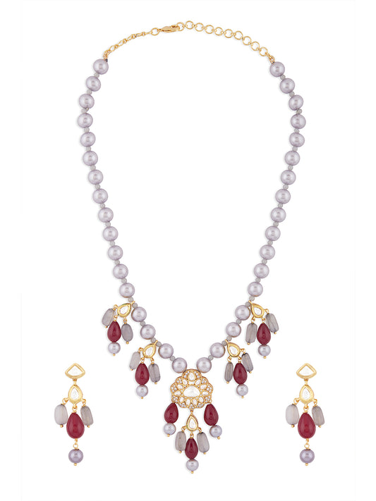 Pearl Studded Necklace Jewellery Set