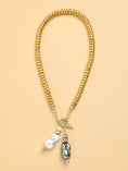 Load image into Gallery viewer, Gold Toggle twin pearl lariat
