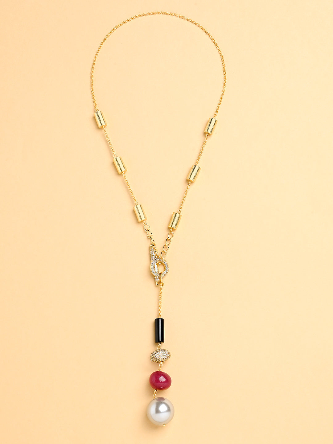 Red Gold Lariat Necklace