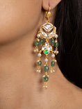 Load image into Gallery viewer, Green Kundan Dangler Earrings
