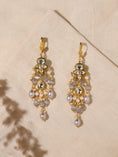 Load image into Gallery viewer, White Grey Kundan Dangler Earrings
