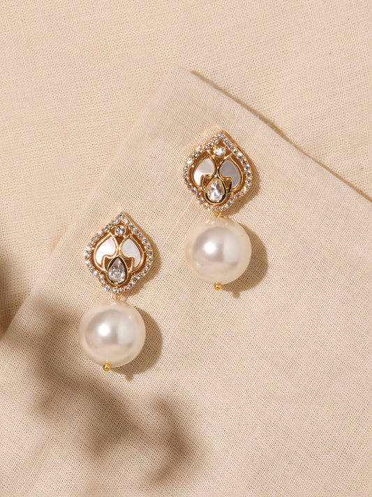 Opulent White Pearl Drop Earrings