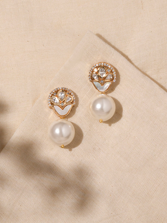 Ethereal White Pearl  Drop Earrings