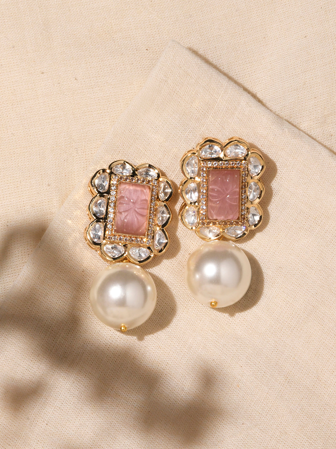 Pink White Pearl Drop Earring