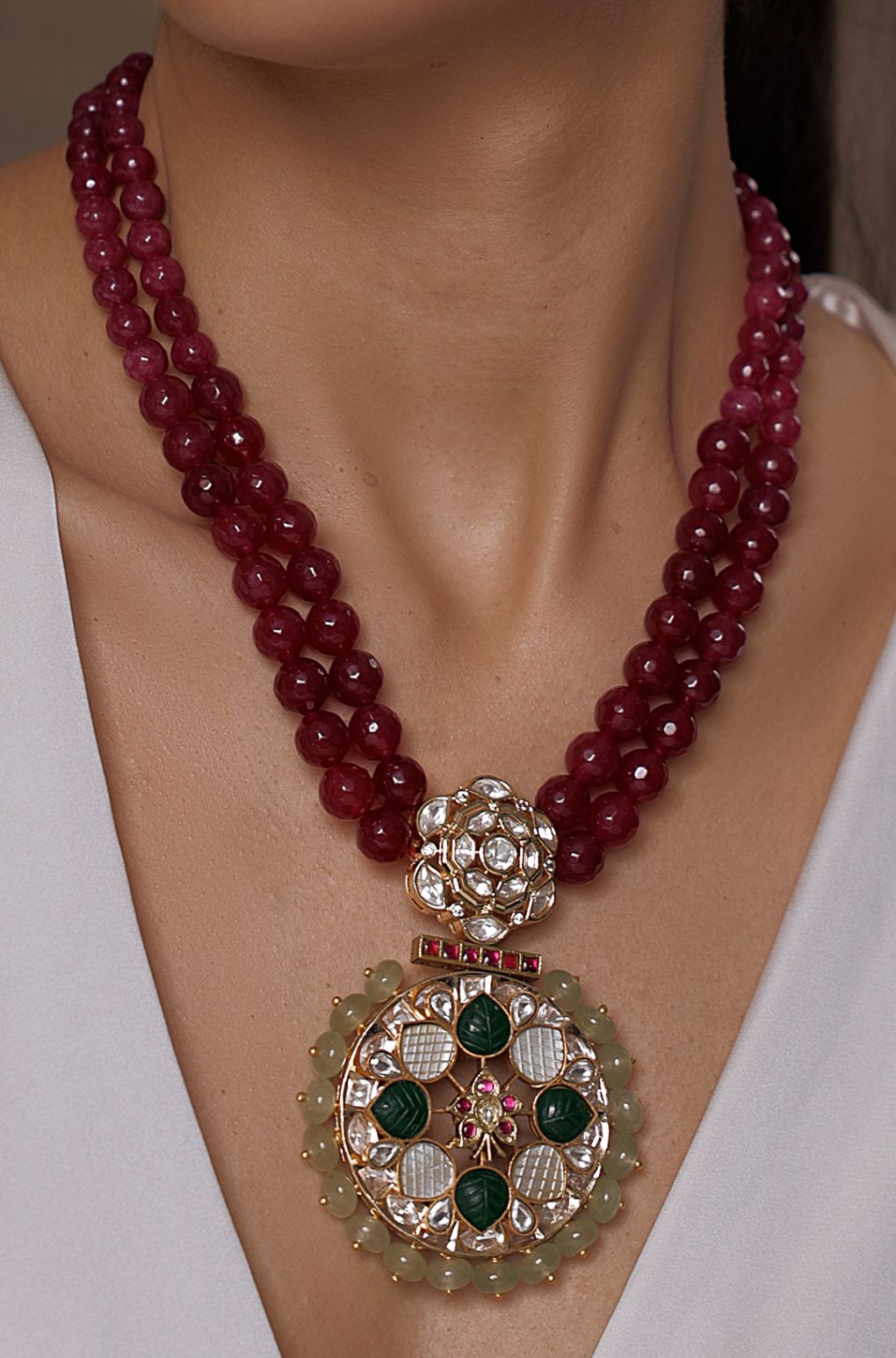 Maroon Fusion Statement Necklace