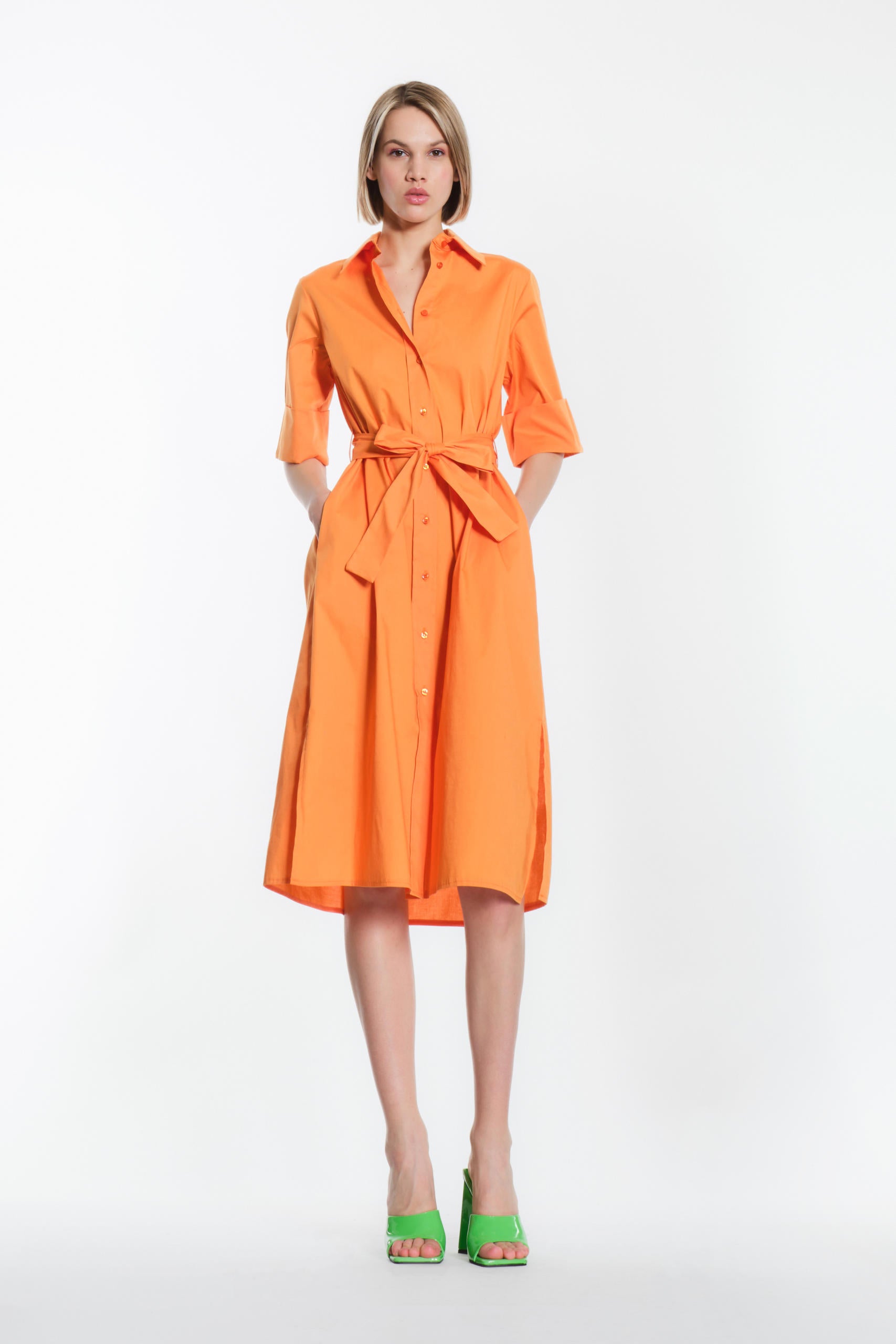 Orange Midi Cotton Dress