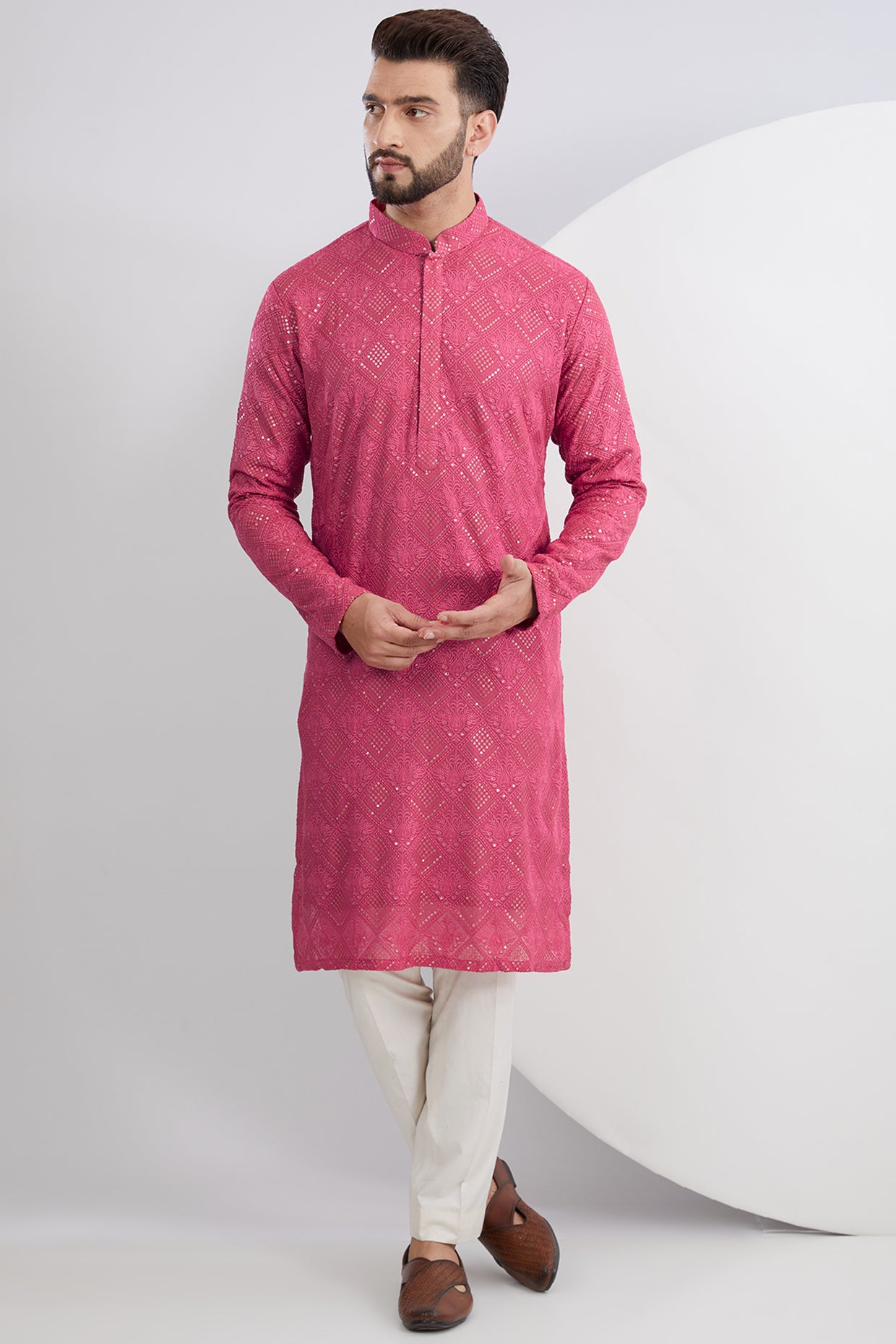 Hot Pink Chikankari Kurta