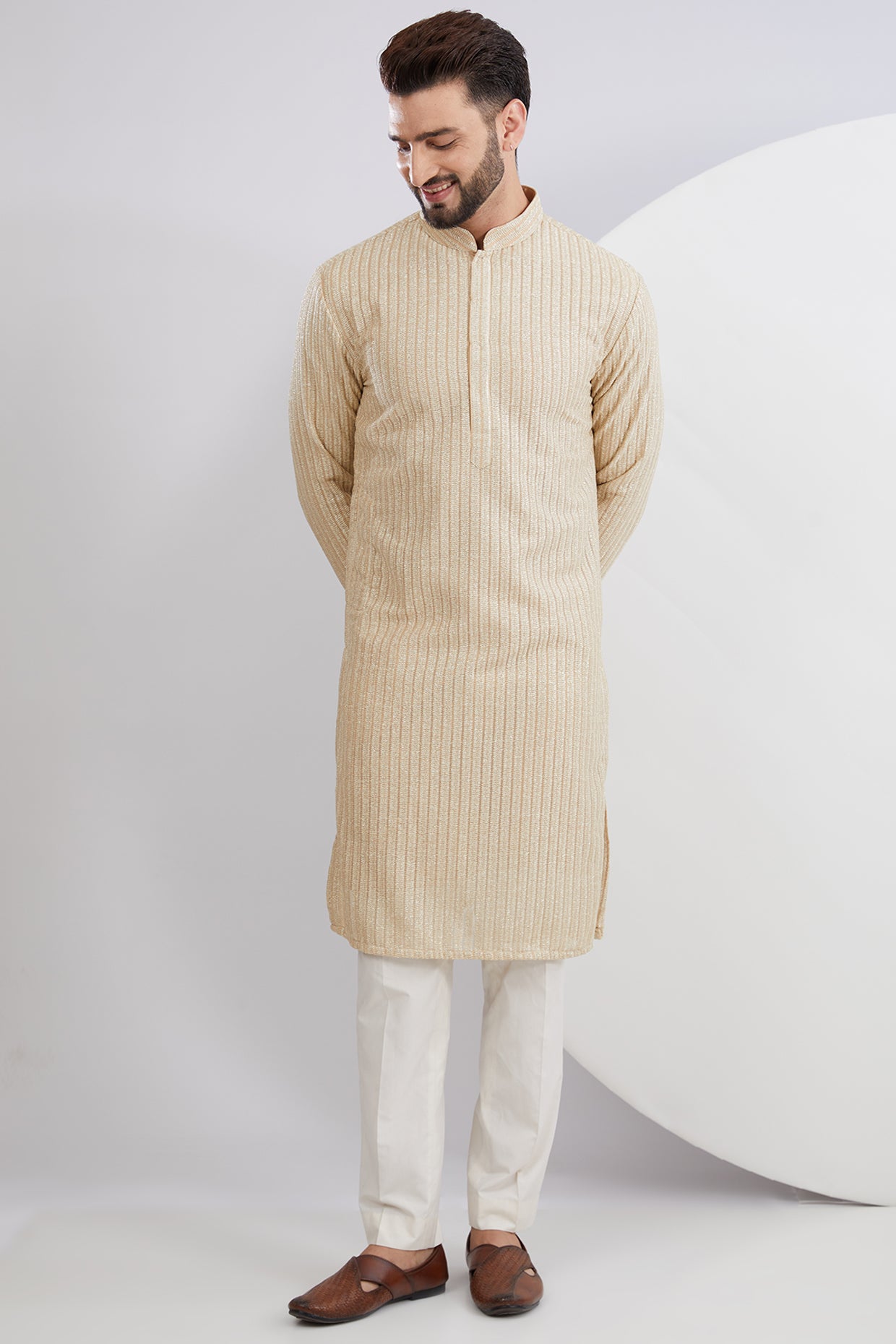 Golden Aari Threadwork Kurta