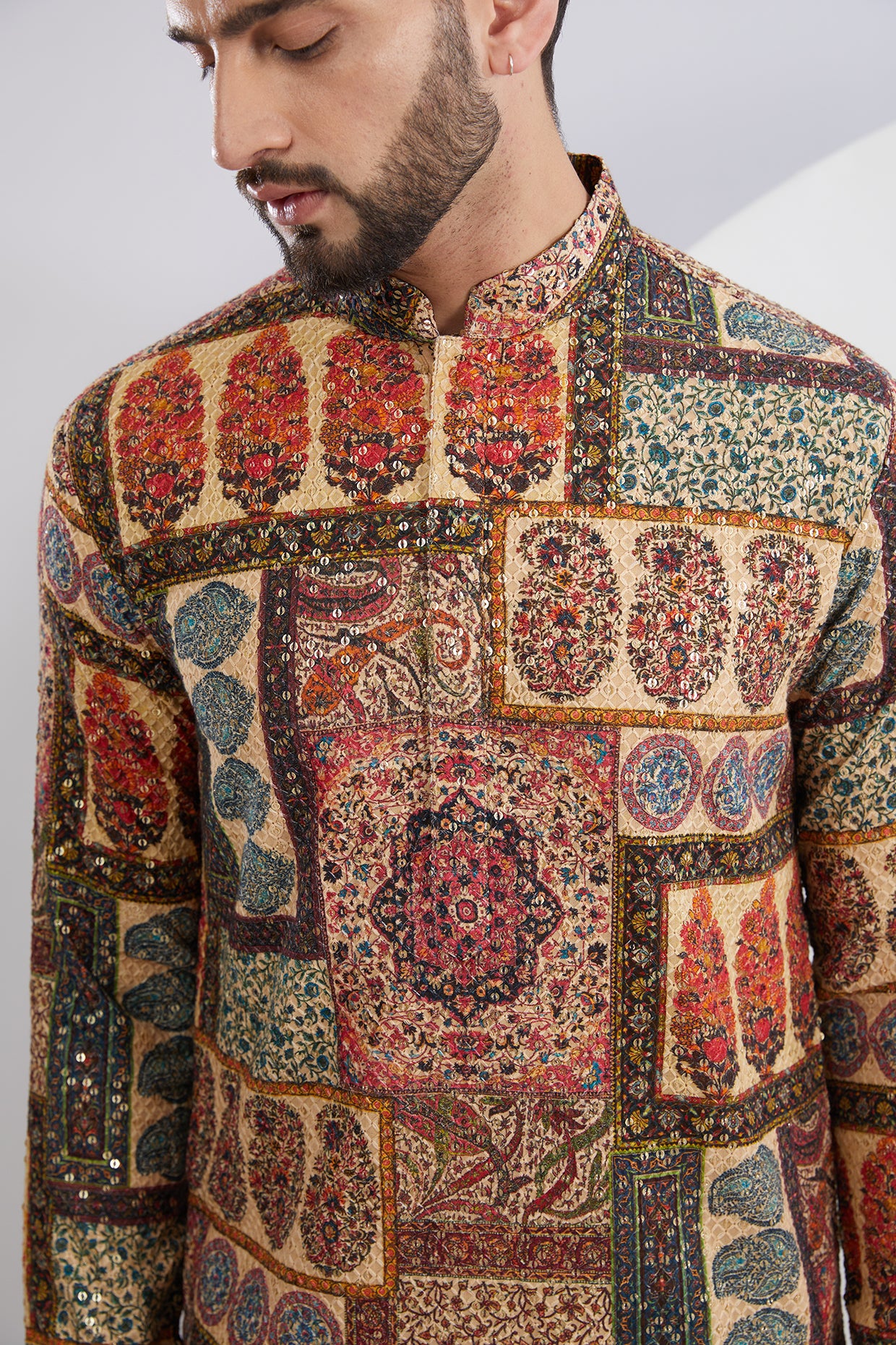 Multi Embroidered kurta with Kalamkari Kashmiri Print