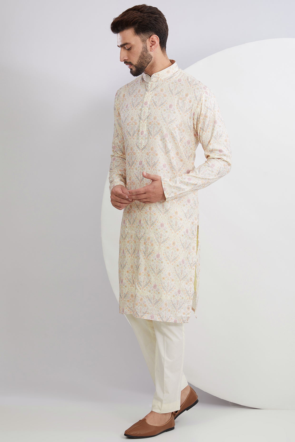 Ivory Multi Embroidered Kurta