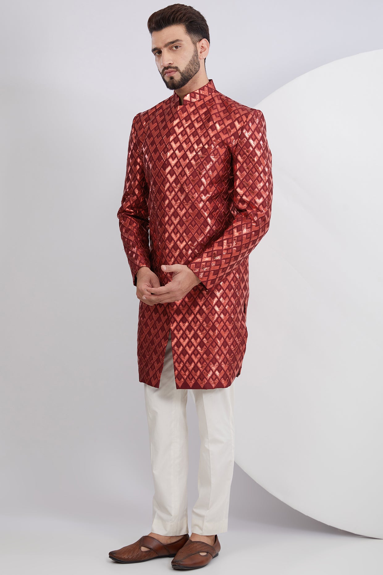 Royal Cut Reddish Maroon Indowestern