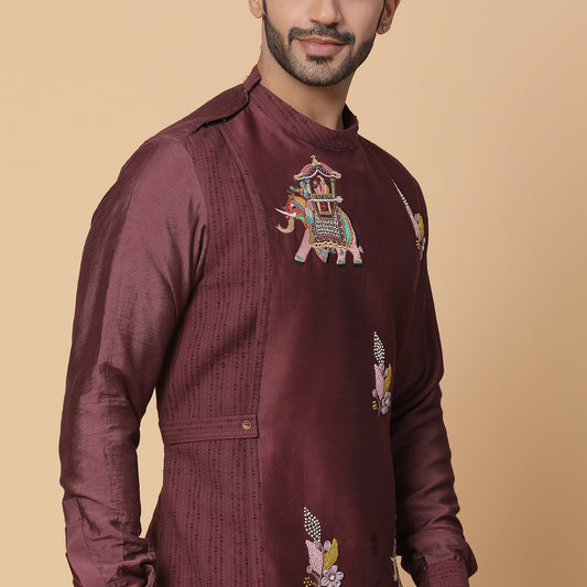 Maroon Aiarwat Kurta Set