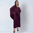 Load image into Gallery viewer, Purple Embroidered Neckline Full Length Kaftan with Belt
