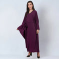 Load image into Gallery viewer, Purple Embroidered Neckline Full Length Kaftan with Belt
