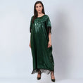 Load image into Gallery viewer, Green Sequin Full Length Kaftan with Fringe Detail
