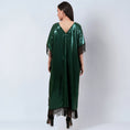 Load image into Gallery viewer, Green Sequin Full Length Kaftan with Fringe Detail
